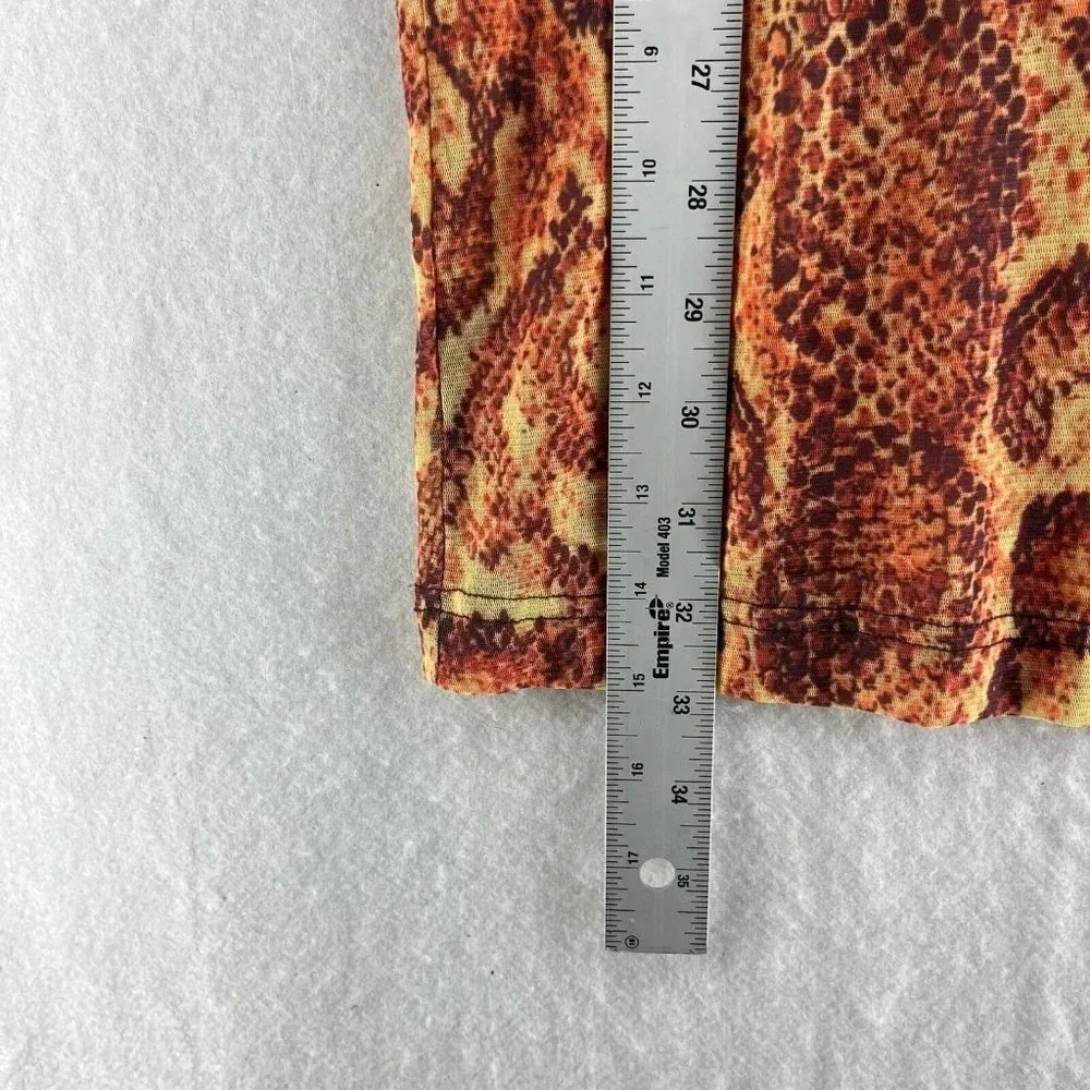Urban Outfitters Dress Women's Sz Small Orange Mesh Snakeskin Mock Neck Bodycon - Picture 6 of 13
